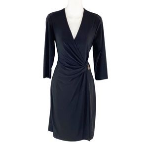 Anne Klein black faux wrap jersey dress